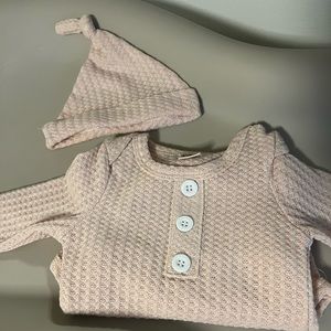 Matching set - baby knitted gown with hat